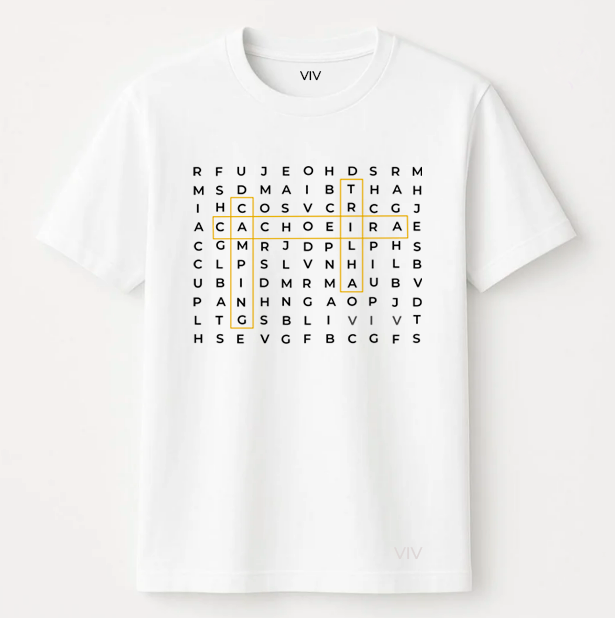 Camiseta CAÇA PALAVRAS