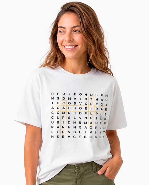 Camiseta CAÇA PALAVRAS